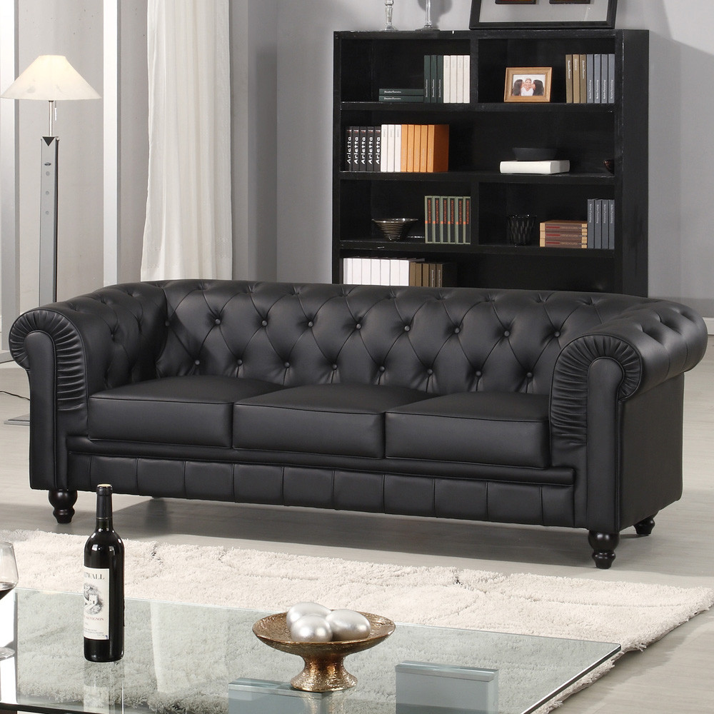 Canap&eacute; Chesterfield Noir
