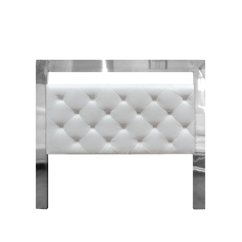 T&ecirc;te de lit capitonn&eacute;e Blanc cadre inox 140 CM