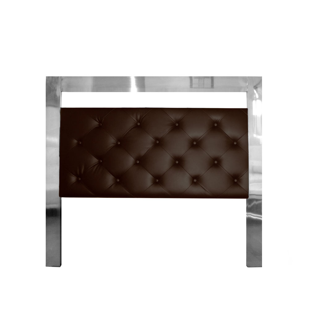 T&ecirc;te de lit capitonn&eacute;e Marron cadre inox 140 CM