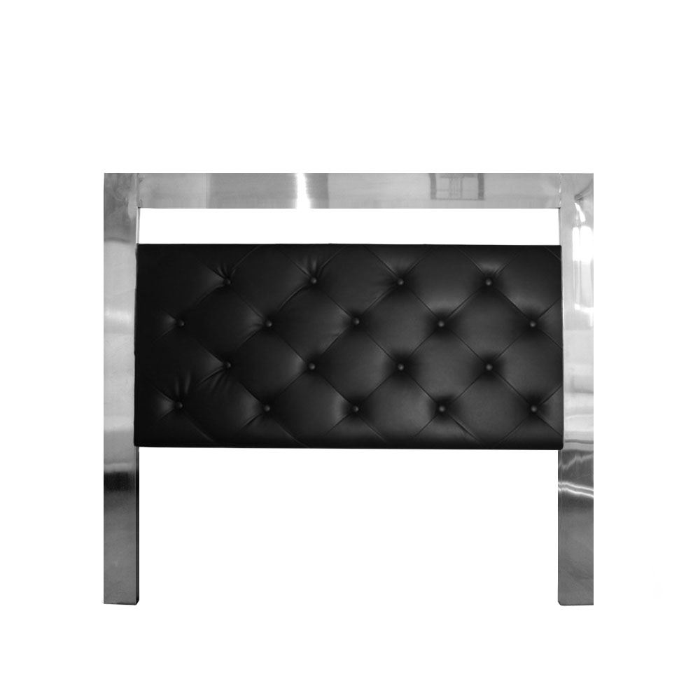 T&ecirc;te de lit capitonn&eacute;e Noir cadre inox 140 CM
