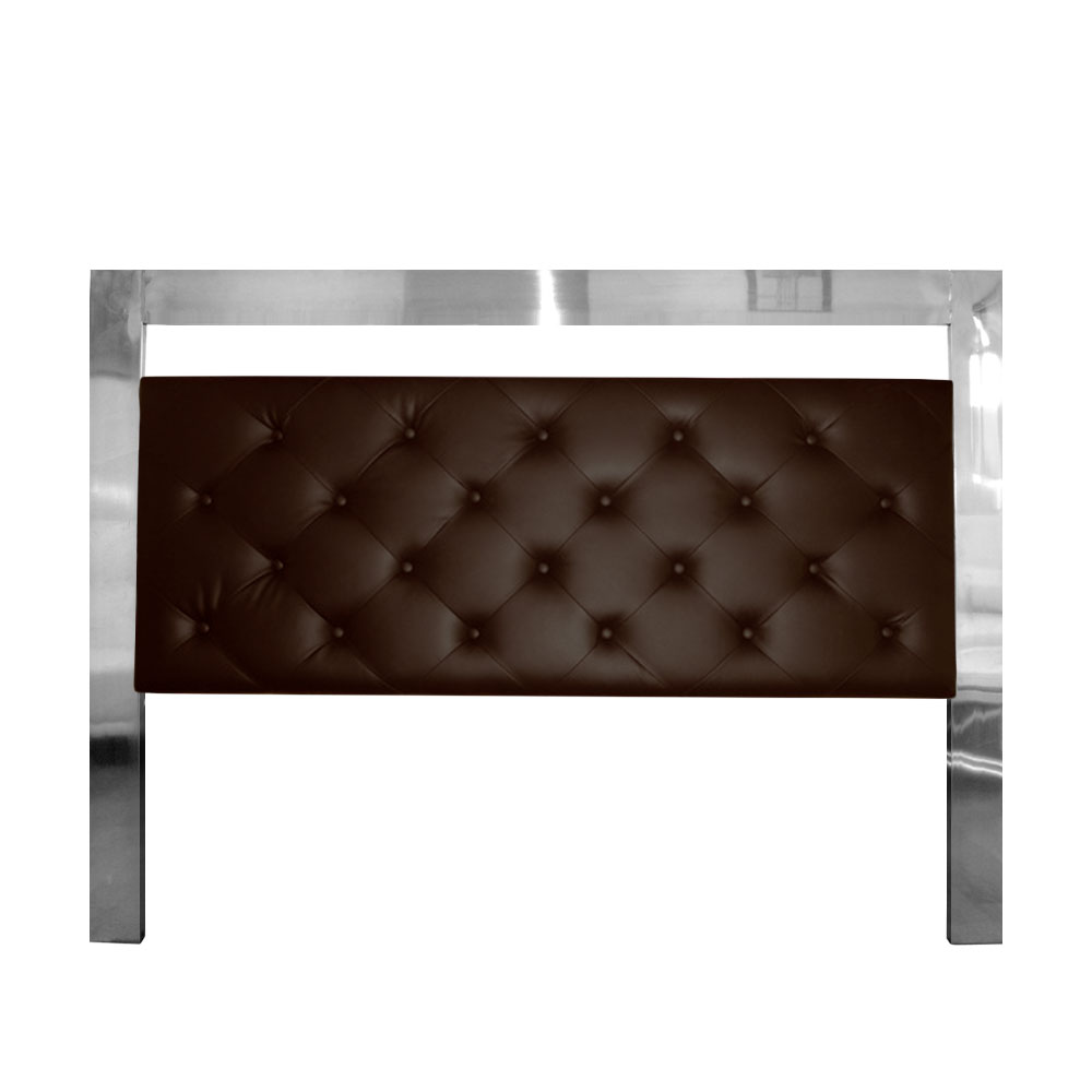 T&ecirc;te de lit capitonn&eacute;e Marron cadre inox 160 CM
