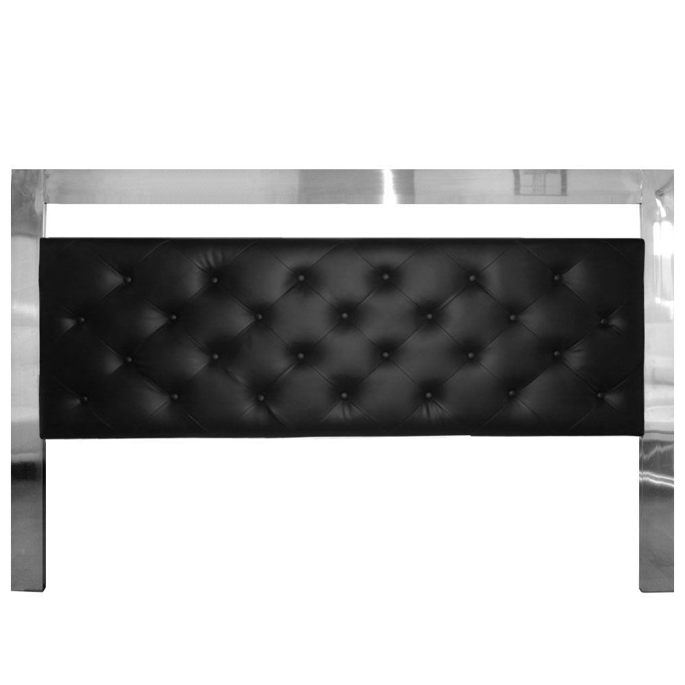 T&ecirc;te de lit capitonn&eacute;e Noir cadre inox 180 CM