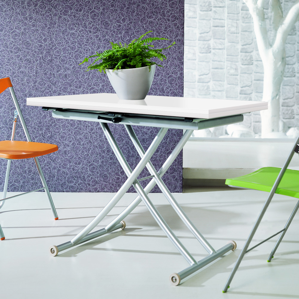 Table basse relevable Carrera Blanc laqu&eacute;
