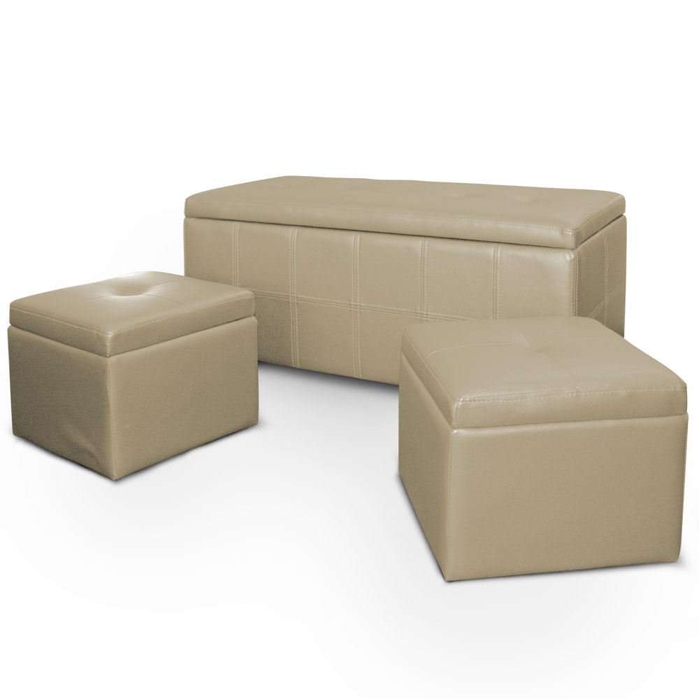 Banquette + Poufs ANGIE Beige