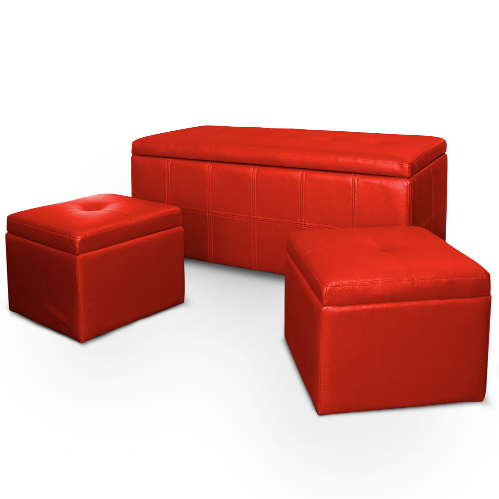 Banquette + Poufs ANGIE Rouge