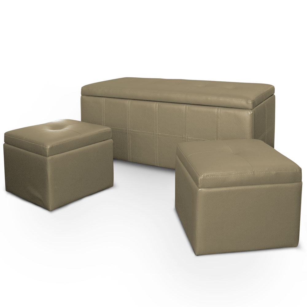 Banquette + Poufs ANGIE Taupe