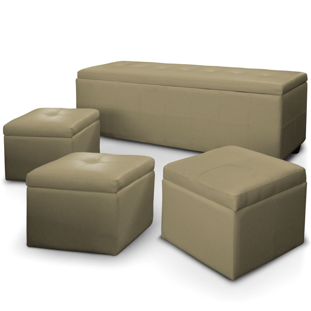 Banquette + Poufs ANGIE XL Taupe