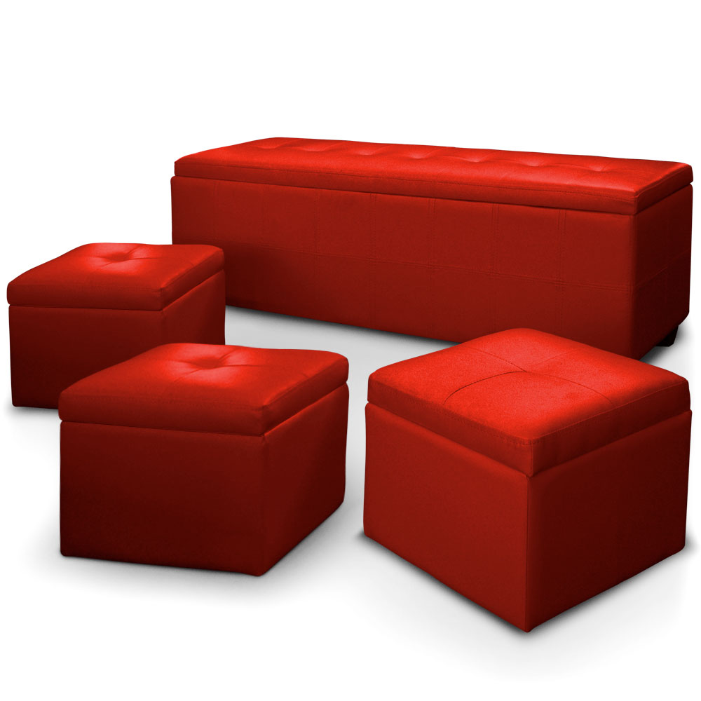 Banquette + Poufs ANGIE XL Rouge