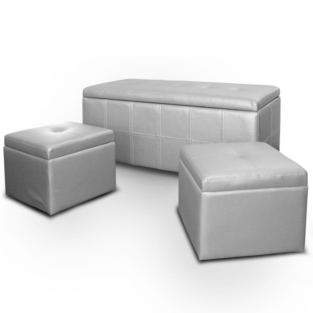 Banquette + Poufs ANGIE Argent