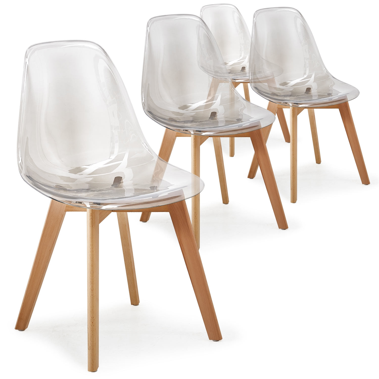 Lot De 4 Chaises Scandinaves Larry Plexi Transparent