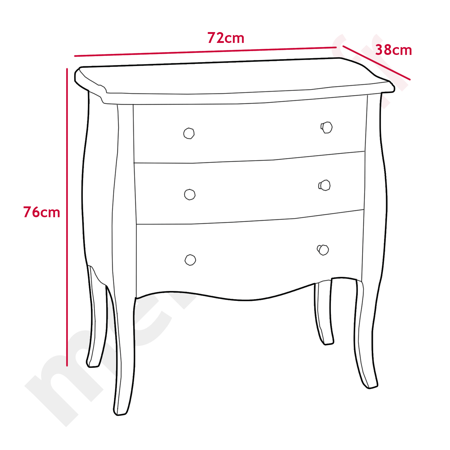 Commode Classico en bois laqué Argent