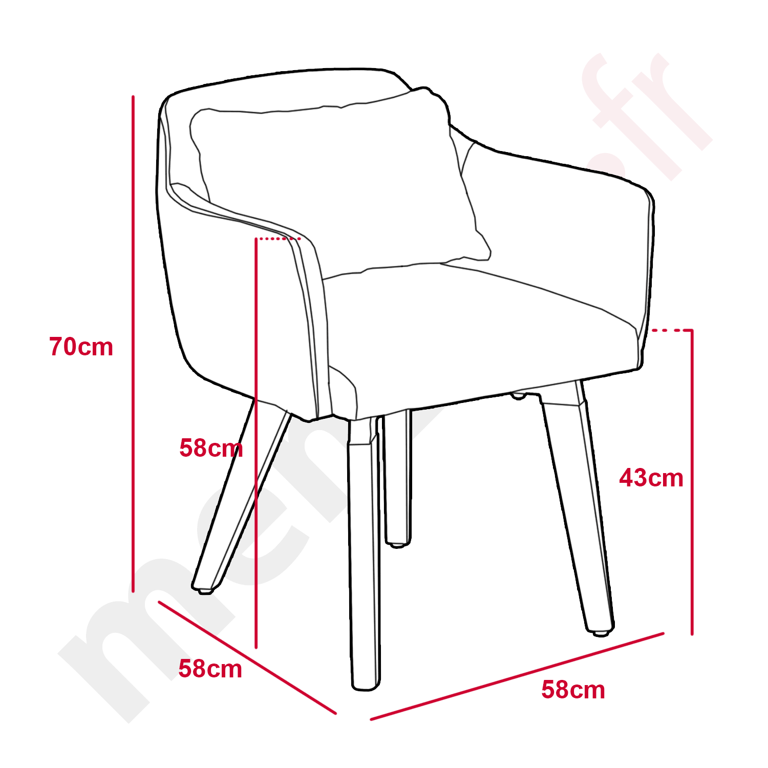 Chaise / Fauteuil scandinave Gybson Tissu Gris clair